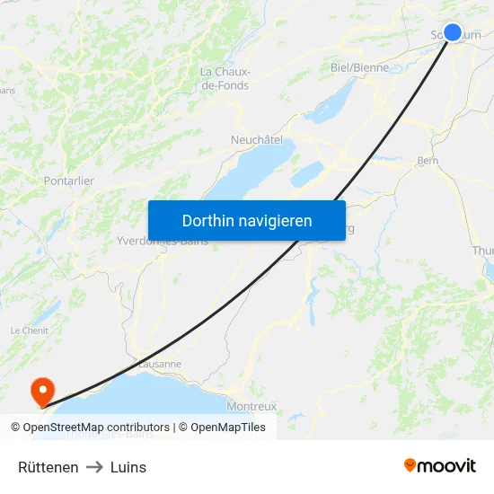 Rüttenen to Luins map