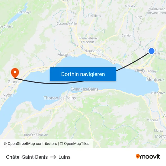 Châtel-Saint-Denis to Luins map