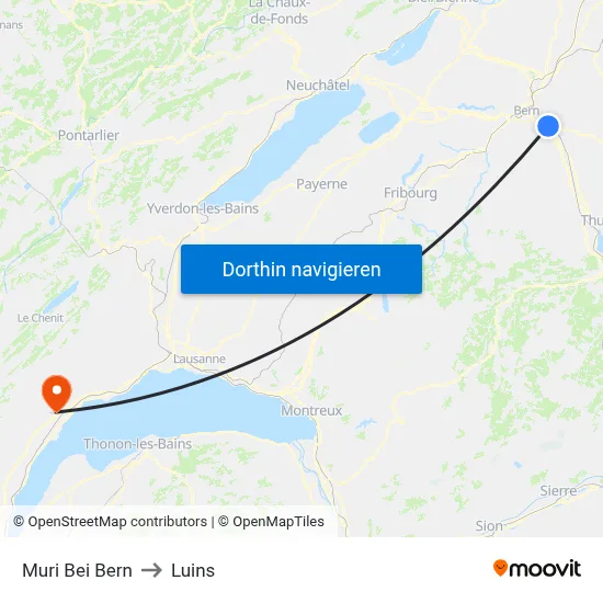 Muri Bei Bern to Luins map