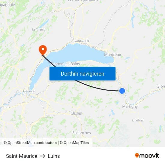 Saint-Maurice to Luins map