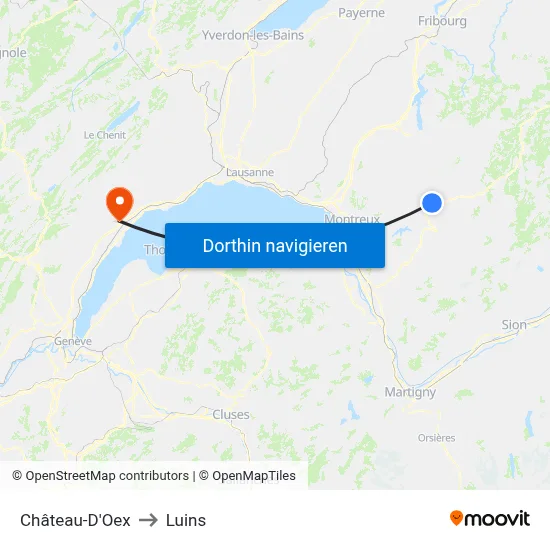 Château-D'Oex to Luins map