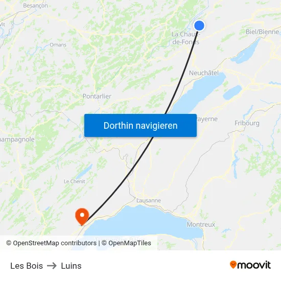 Les Bois to Luins map