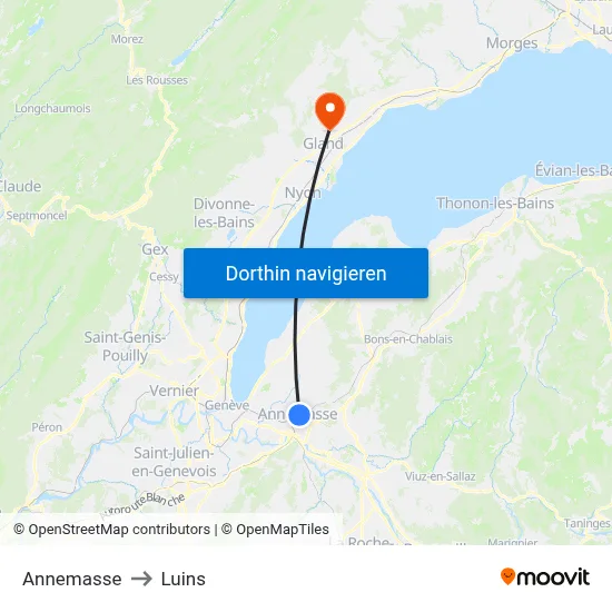 Annemasse to Luins map