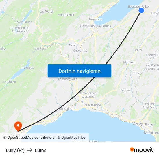 Lully (Fr) to Luins map