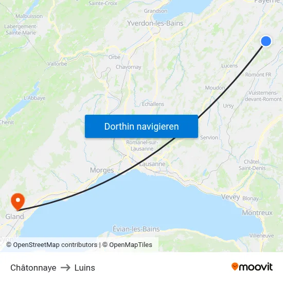 Châtonnaye to Luins map