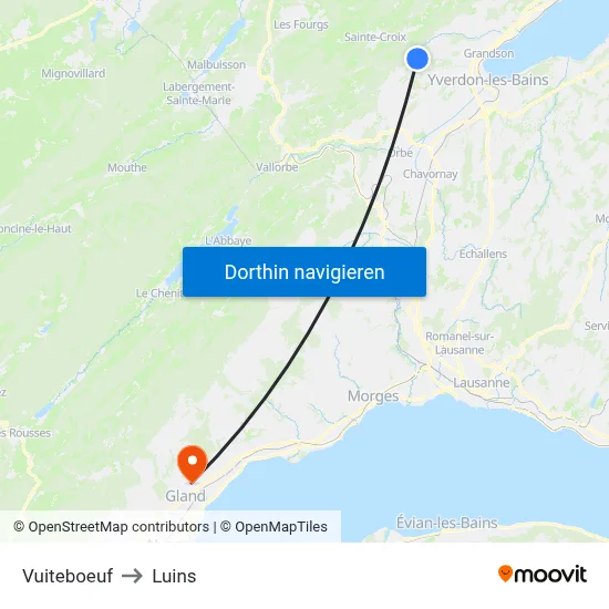 Vuiteboeuf to Luins map