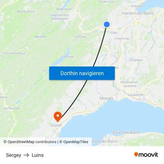Sergey to Luins map