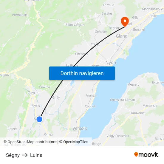 Ségny to Luins map