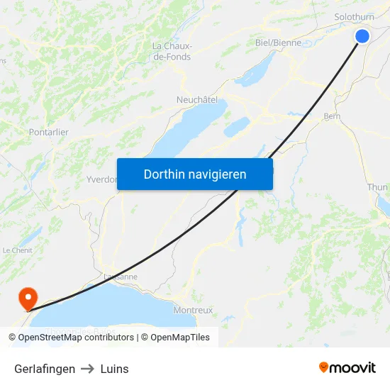 Gerlafingen to Luins map
