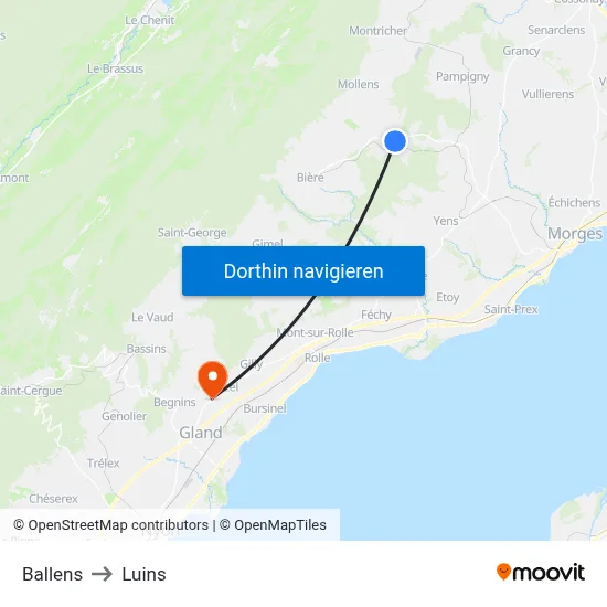 Ballens to Luins map