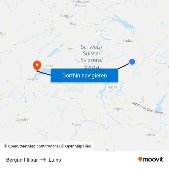 Bergün Filisur to Luins map