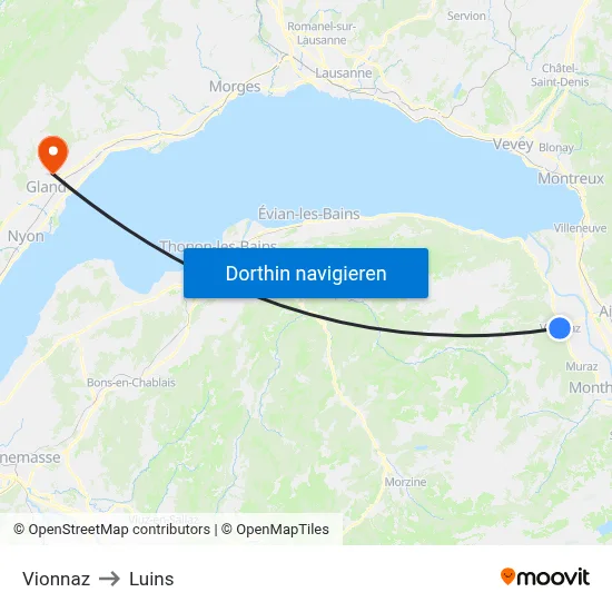 Vionnaz to Luins map