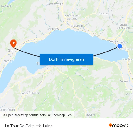 La Tour-De-Peilz to Luins map