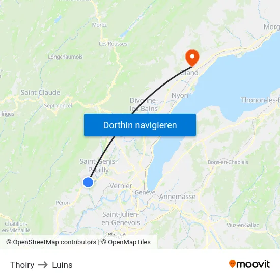 Thoiry to Luins map