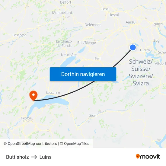 Buttisholz to Luins map