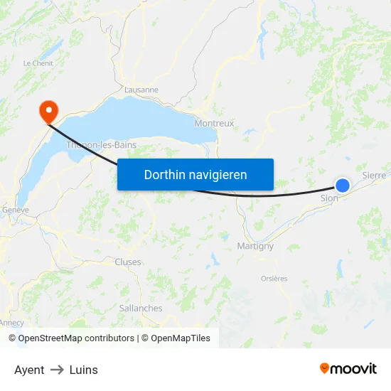 Ayent to Luins map