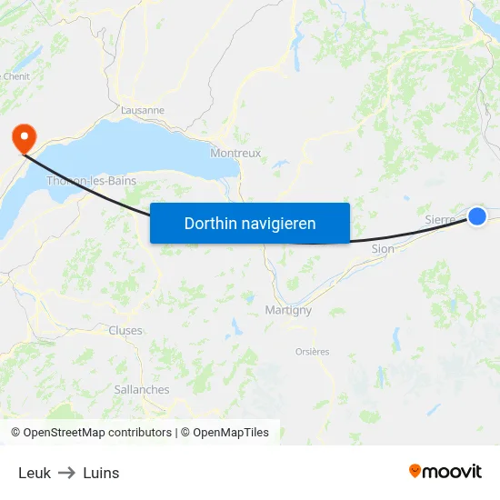 Leuk to Luins map