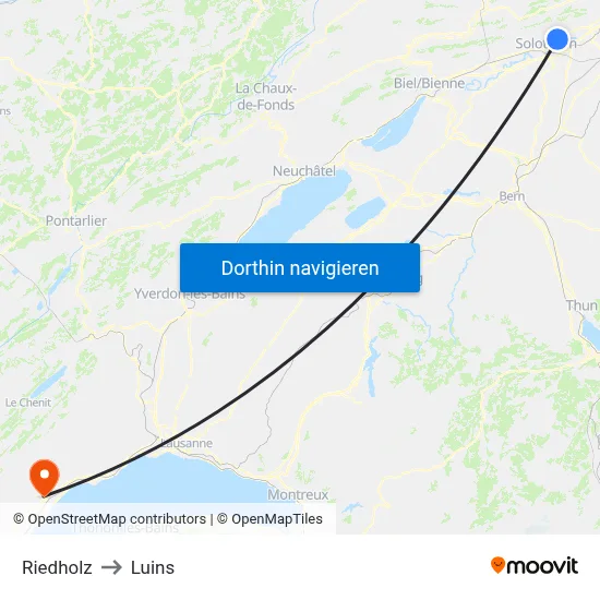 Riedholz to Luins map