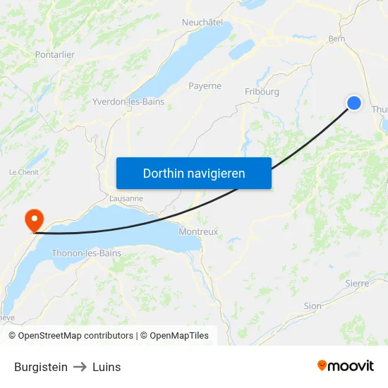 Burgistein to Luins map