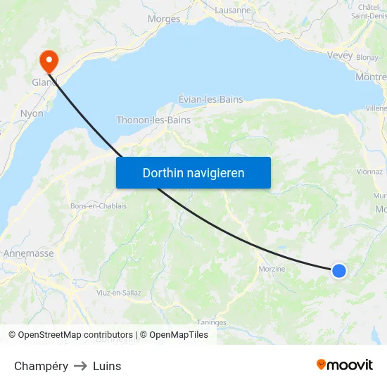 Champéry to Luins map