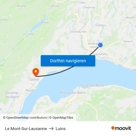 Le Mont-Sur-Lausanne to Luins map