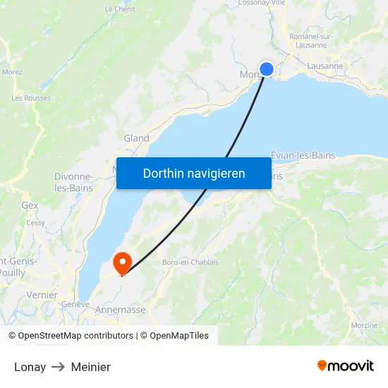 Lonay to Meinier map
