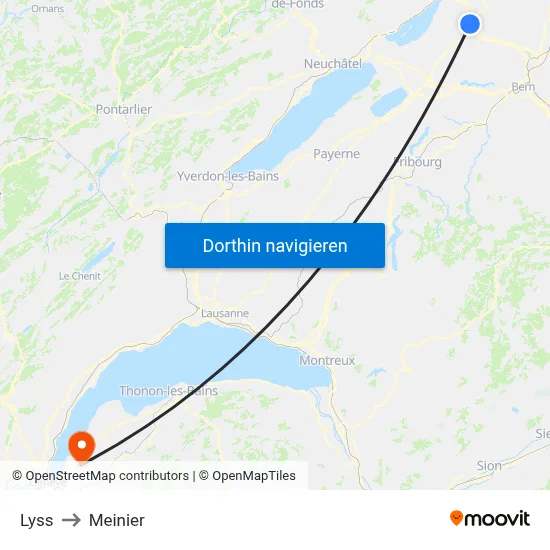 Lyss to Meinier map