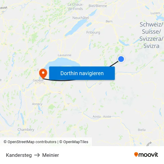 Kandersteg to Meinier map