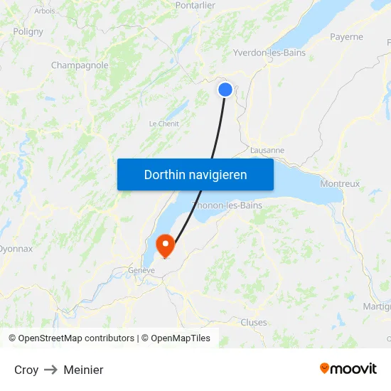 Croy to Meinier map