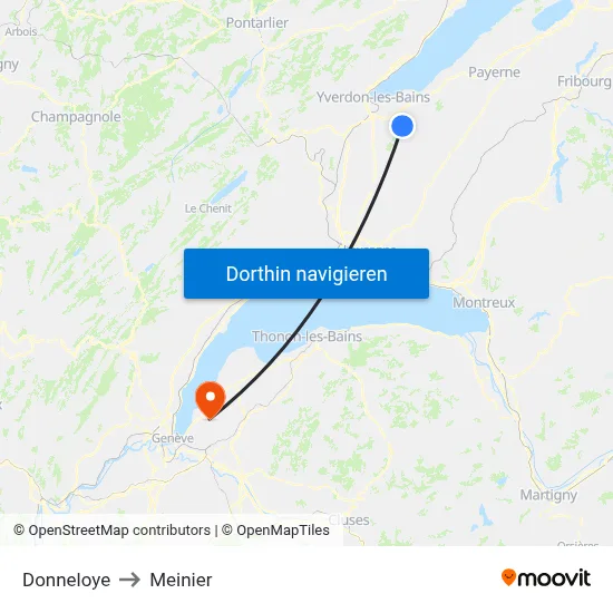 Donneloye to Meinier map