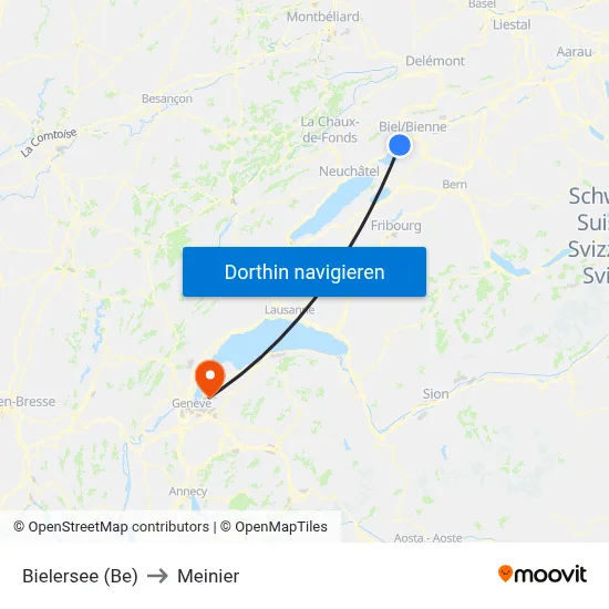Bielersee (Be) to Meinier map