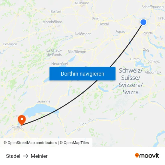 Stadel to Meinier map
