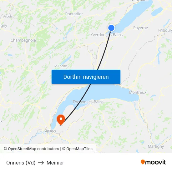 Onnens (Vd) to Meinier map