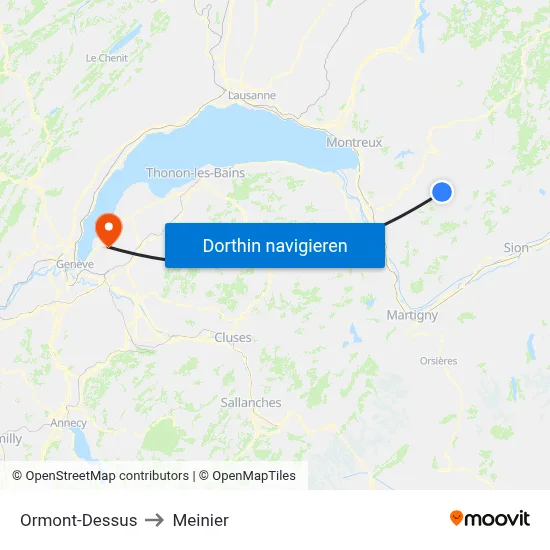 Ormont-Dessus to Meinier map
