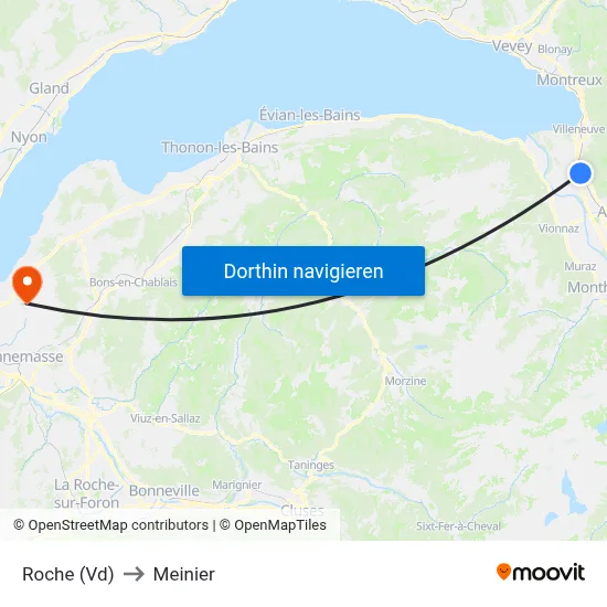 Roche (Vd) to Meinier map