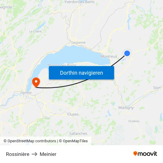Rossinière to Meinier map
