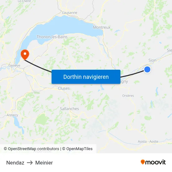 Nendaz to Meinier map