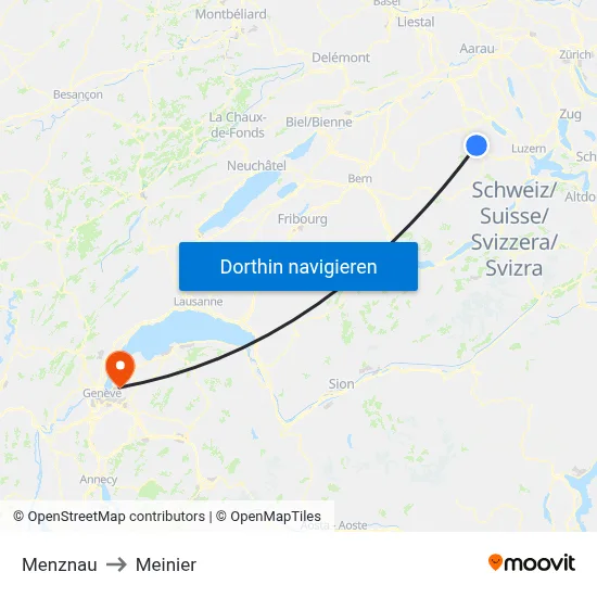Menznau to Meinier map