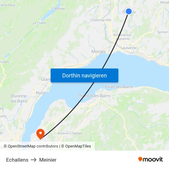 Echallens to Meinier map