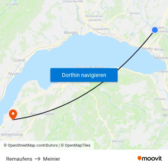 Remaufens to Meinier map