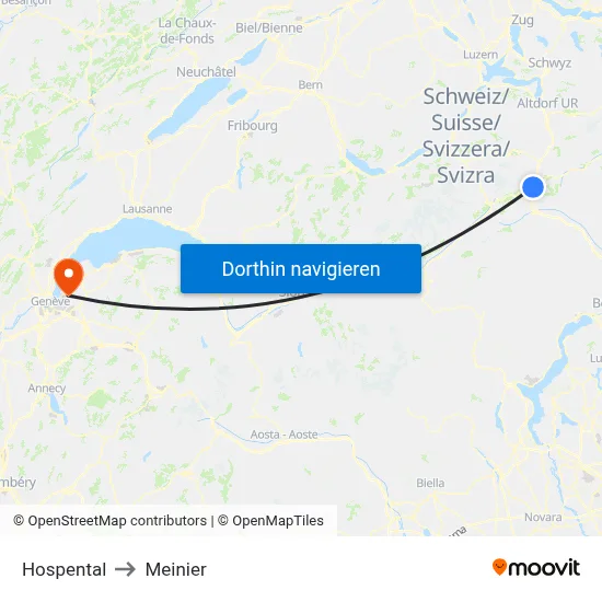 Hospental to Meinier map