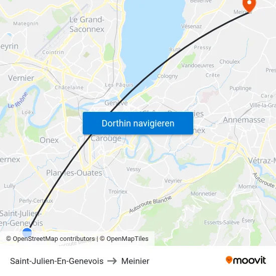 Saint-Julien-En-Genevois to Meinier map