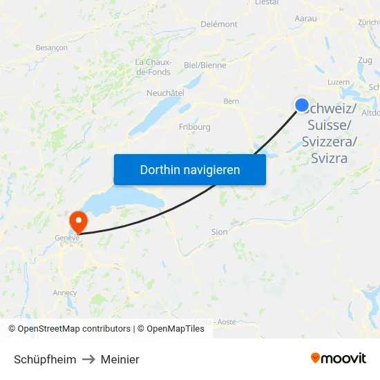 Schüpfheim to Meinier map