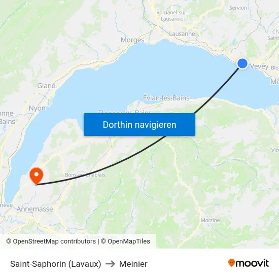 Saint-Saphorin (Lavaux) to Meinier map