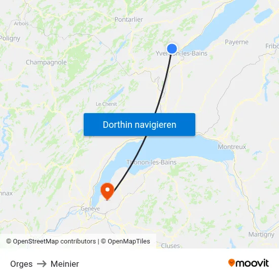 Orges to Meinier map