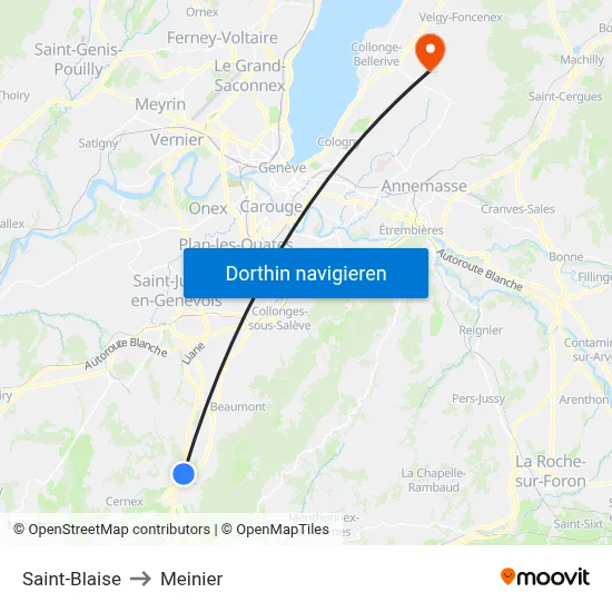 Saint-Blaise to Meinier map