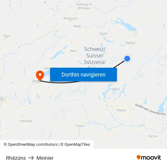 Rhäzüns to Meinier map