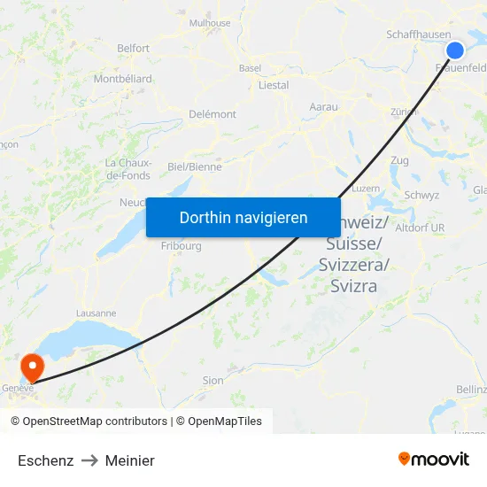 Eschenz to Meinier map