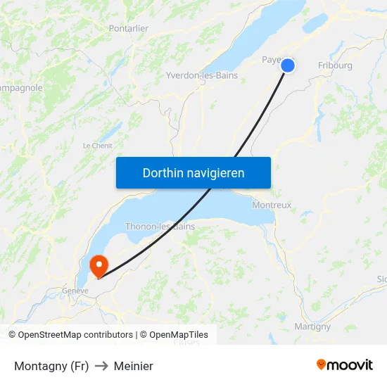 Montagny (Fr) to Meinier map