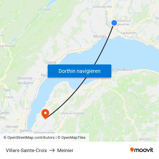 Villars-Sainte-Croix to Meinier map